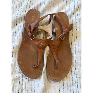 Coach Vitalia Thong Flip Flop Leather Sandal Brown Women’s Size 7.5